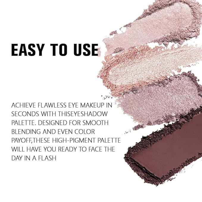 evpct Eyeshadow Quad Palette, Champagne Rose Gold Bronze Plum Glitter Shimmer Metallic Matte High Pigment Primer Eye Shadow Palette Makeup for older Women, Smudge Proof Vegan Cruelty-free, Ballerina