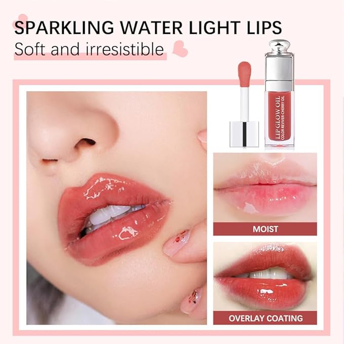 Hydrating Lip Glow Oil, Moisturizing Lip Glow Oil, Nourishing Glossy Transparent Lip Oil, Plumping Lip Oil, Lip Balm, Non-sticky Tinted Toot Lip Balm for Lip Care (ROSEWOOD) 0.2 OZ