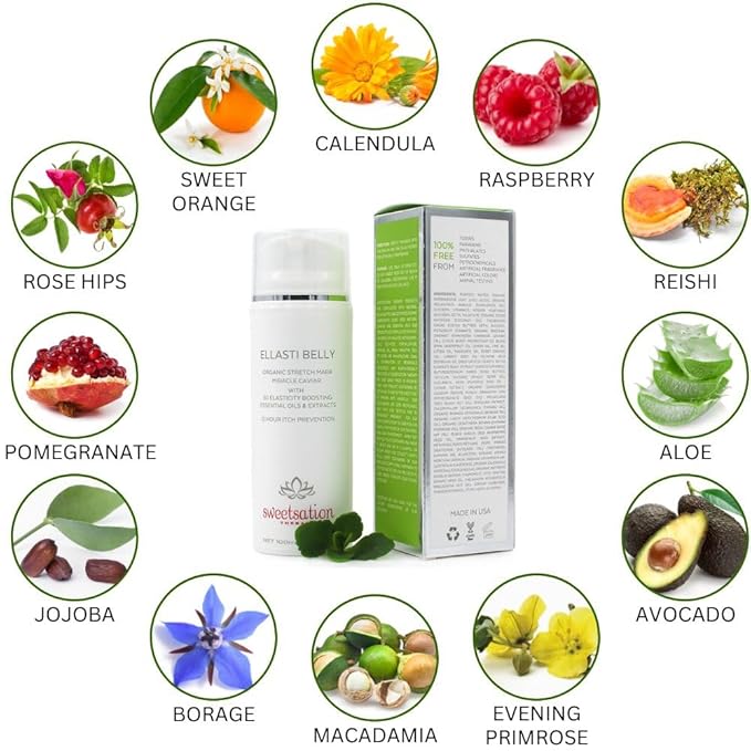 Ellasti Belly Organic Stretch Mark Miracle Caviar, 3.3oz Prevent stretch marks during pregnancy. Boost skin elasticity.