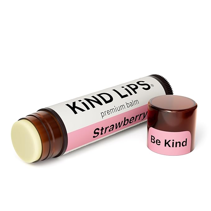 Kind Lips Lip Balm - Nourishing & Moisturizing Lip Care for Dry Lips with Shea Butter, Beeswax & Vitamin E | Strawberry Flavor | 0.15 Oz (Single Tube)