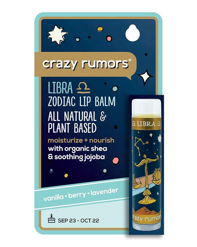 Crazy Rumors Libra Zodiac All Natural, Plant Based Lip Balm to Moisturize and Nourish your Lips - Air Blend