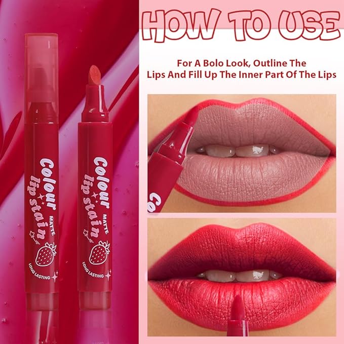 Lip Stain, Waterproof lip tint, Matte Color Look, Longlasting All Day Wear Lip Color, Smudge Proof Natural Finish, Precise Chisel Tip Marker,non sticky lip gloss,kiss proof lip color 04#