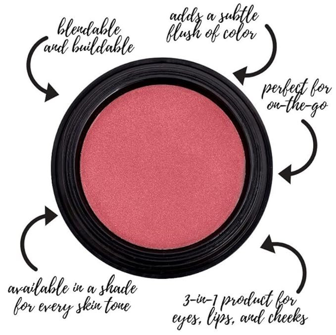 Gabriel Cosmetics Multi Pot (Dahlia - Pink/Gold Shimmer), 3-in-1 Smooth Finish Formula for Eyes,Lips, and Cheeks. Natural, Paraben Free, Vegan, Gluten-free, Cruelty-free, Non GMO, 0.08 oz.