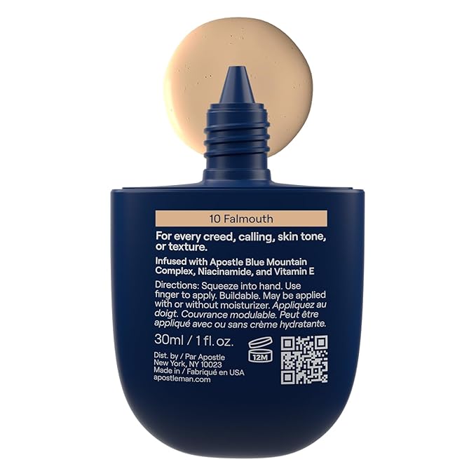 APOSTLE Reclaim Tinted Moisturizer for Men (10 Falmouth) - Niacinamide, Vitamin E, Squalane, Hyaluronic Acid, Tinted Face Moisturizer For Men. Hydrates, Evens Skin Tone, Reduces Fine Lines, 1 Fl. Oz.