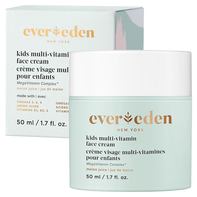 Evereden Kids Face Cream: Melon Juice, 1.7 oz. | Face Lotion | Clean and Non-Toxic Face Moisturizer | Multi-Vitamin Skin Care for Kids
