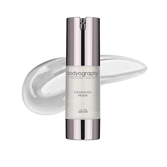 BODYOGRAPHY - Foundation Primer (Clear): Flawless Anti-Aging Salon Makeup Primer w/Vitamin E, A, Jojoba, Grapeseed Oil | Control Shine | Gluten-Free, Cruelty-Free, 1 oz.