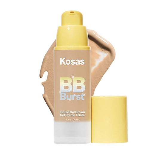 Kosas BB Burst Tinted Face Gel Cream - Supports Healthy Collagen, Smoothes Skin, Hydrates & Moisturizes - Lightweight Buildable Coverage - Medium Tan Warm 25, (1 Oz/30 ML)