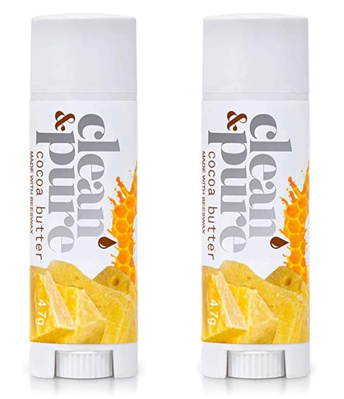Lip Balm 2-Pack (Cocoa Butter) | Manuka Honey Beauty Products | Lip Care Set With 100% All Natural Beeswax and Vitamin E Oil | Flavored Lip Balm for Dry, Chapped Lips