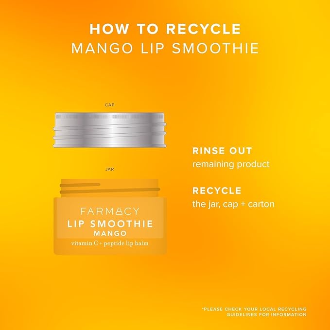 Farmacy Peptide Lip Balm - Lip Smoothie Hydrating Lip Balm with Vitamin C to Visibly Plump + Smooth Lip Lines - Nourishing Lip Treatment with a High-Gloss Finish - Mango (10g)