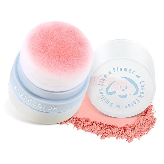 Boobeen Powder Blush for Cheeks, Air Cushion Matte Blush, Natural Highly Pigmented Blush Makeup Easy to Blend, Loose Blush Compact Long-lasting