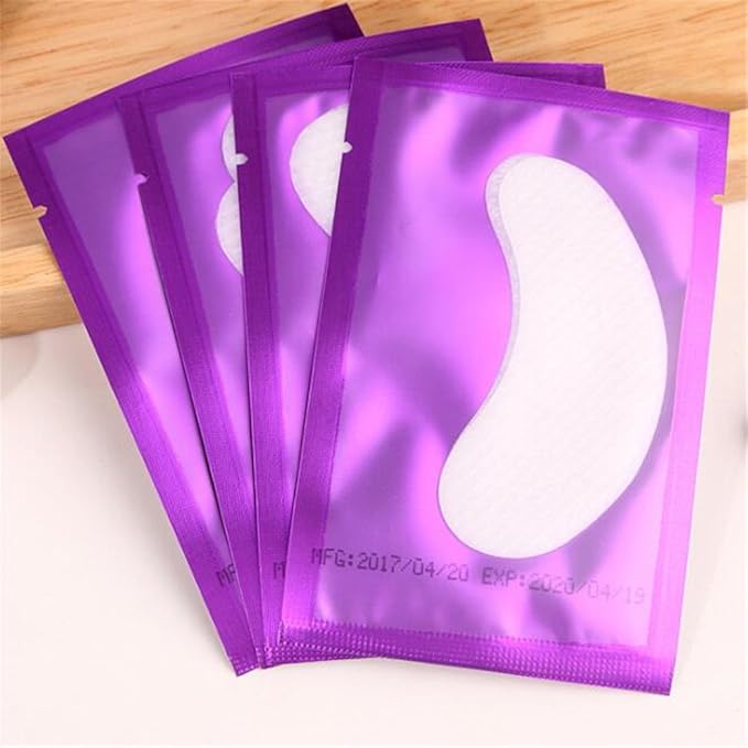 100 Pairs Set，Eye Gel Patches,Under Eye Pads Lint Free Lash Extension Eye Gel Patches for Eyelash Extension (purple)