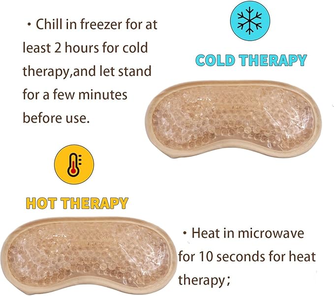 Gel Eye Mask, Cooling Eye Pads Reusable Small Ice Pack Under Eye Patches, Eye Hot Cold Treatment Pack for Redness, Pain Relief and Eye Relax (Champagne - 2count)