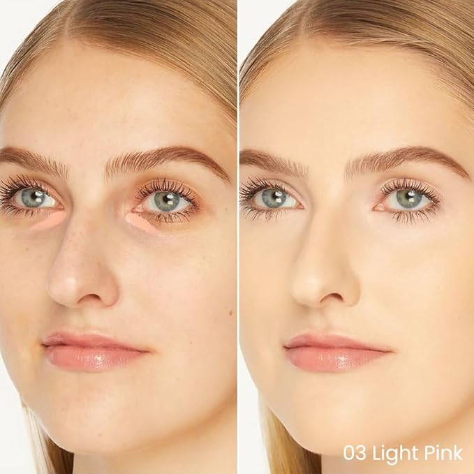 Kaely 2Pcs PROFESSIONAL MAKEUP Correcting Concealer Stick,Medium Coverage Concealer Crayon,under Eye Brightener Concealer for Dark Circles,corrector de ojeras,Lightweight,Vegan,03 LIGHT PINK