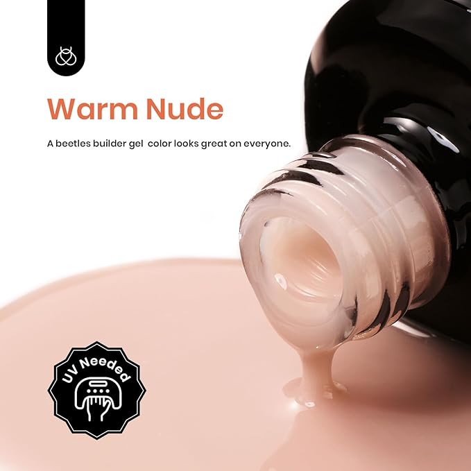 Beetles Builder Gel 7 in 1 Strengthener Gel Nail Polish Nude Color Jelly Beige for Nail Apex and Extension Cover Building Nail Salon DIY Manicure Design