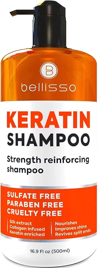 Keratin Enriched Shampoo - Sulfate and Paraben Free - Anti Frizz Treatment for Women and Men – Professional Salon Grade Repair Formula with Silk Protein for Dry, Frizzy Damaged and Color Treated Hair
