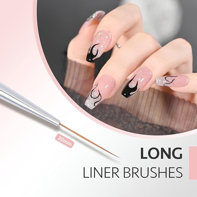 GAOY 5 Pcs Nail Art Liner Brushes, Thin French Liner, Nail Design Tools for Nail Detail Painting, for Nail DIY