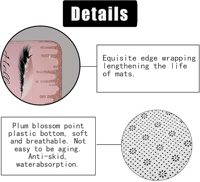 4PCS Hello Gorgeous Unicorn Eyelash Shower Curtain Set Luxury Diamond Rose Gold Glitter Eyeshadow Makeup Pink Glam Beauty Fashion Girly Women Bathroom Decor Non-slip Bath Mat Toilet Rug, Bling
