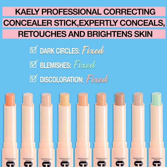 Kaely PROFESSIONAL MAKEUP Correcting Concealer Stick,Medium Coverage Concealer Crayon,under Eye Brightener Concealer for Dark Circles,corrector de ojeras,Lightweight,Vegan,06 DARK PEACH