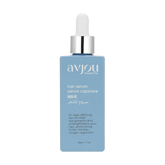 Avjou Researche™ Scalp Serum – Thicker, Fuller-Looking Hair + Targets Visible Signs of Premature Greying – 3 Patented Ingredients – Backed by Cosmetic Science – Oil-Free, All Hair Types, 1.7 oz