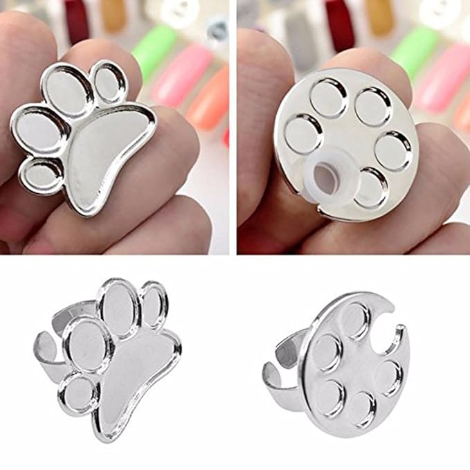 2 Pieces Mini Nail Art Polish Holder Nail Art Palette Rings Nail Palette Finger Rings