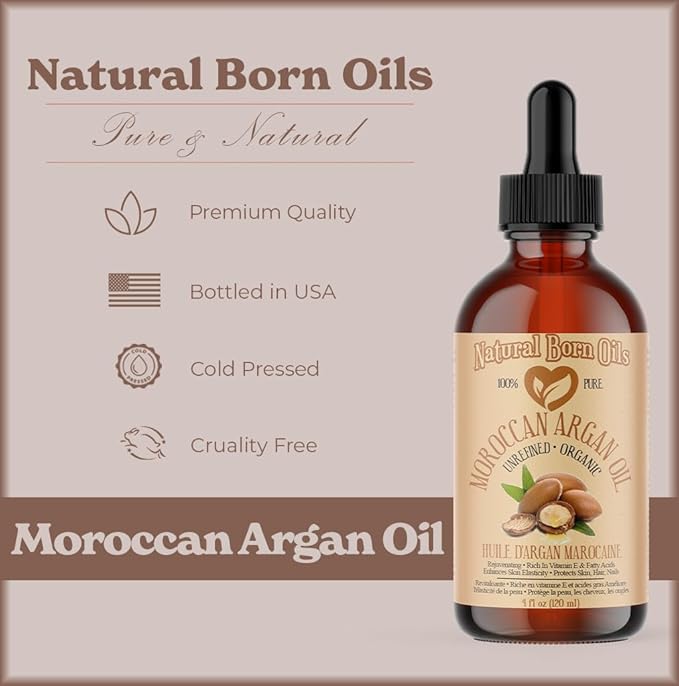 8oz Moroccan Argan Oil, 100% Pure and Natural, Cold-pressed, Organic – Works Magic on Your Skin and Hair - Includes Pump & Flip Cap