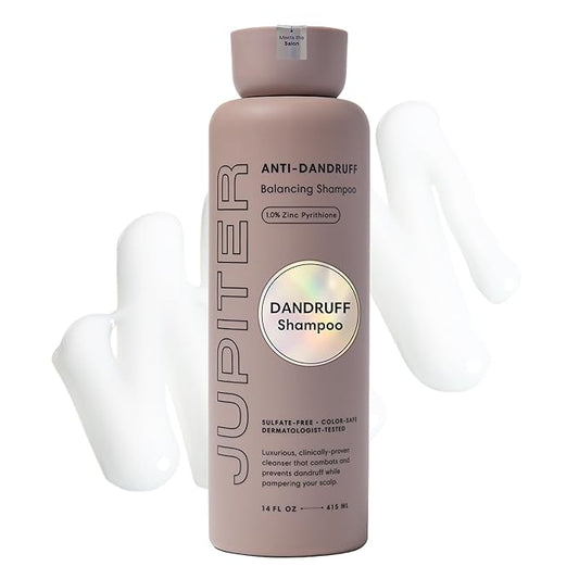 Jupiter Anti Dandruff Shampoo, for Women & Men, Physician-Formulated for Flaky, Itchy, Oily, Dry Scalp, Vegan, Sulfate-Free, Color-Safe, & Paraben-Free, Anti-Dandruff Shampoo with Zinc, 14 fl oz
