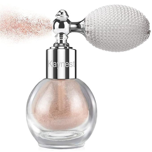 Highlighter Powder Spray, Longwear Glitter Spray for Body, Face, Hair, Shimmer Powder High Gloss Loose Powder Makeup Mist for Festive Party, Stage Shows, Nightclubs, Bar(3#Nude Pink)
