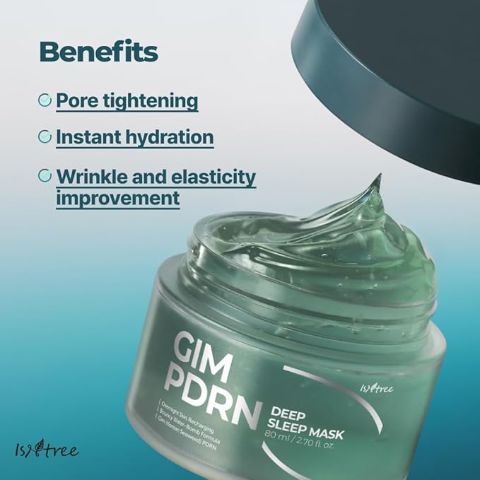 IsNtree Gim PDRN Deep Sleep Mask 80ml, 2.7 fl oz | Korean SEAWEED Skincare Sleeping Mask gel | Night Cream | Facial Mask | Overnight Gel mask for Hydration & Skin Bounce