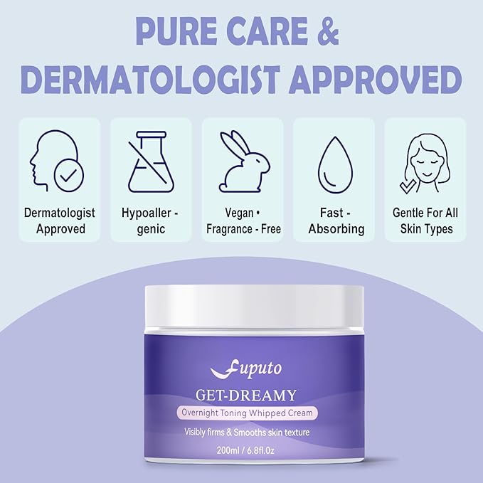 Get Dreamy Overnight Toning Whip - Body Firming Cream for Women, 6.76 oz Sleep & Sculpt Night Cream, Reduces the Appearance of Body Skin Laxity for Mulated for All Skin Types (200ml)