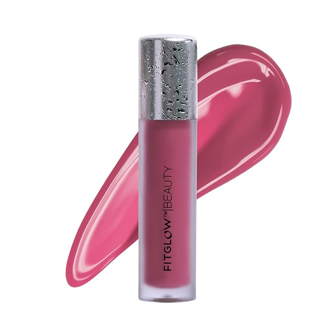 FITGLOW Beauty Lip Colour Serum | Hydrating Lip Gloss | Plumping Anti-Aging Lip Treatment | Natural Shine with Pomegranate Sterols & Collagen | Buildable Color for Dry Chapped Lips | Dahlia - 10g