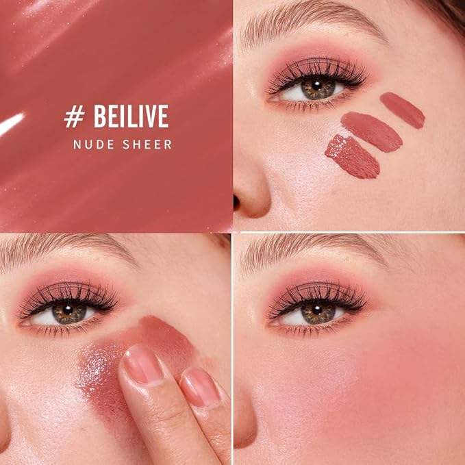 KIMUSE Soft Cream Blush Makeup, Liquid Blush for Cheeks, Weightless, Long-Wearing, Smudge Proof, Natural-Looking, Dewy Finish