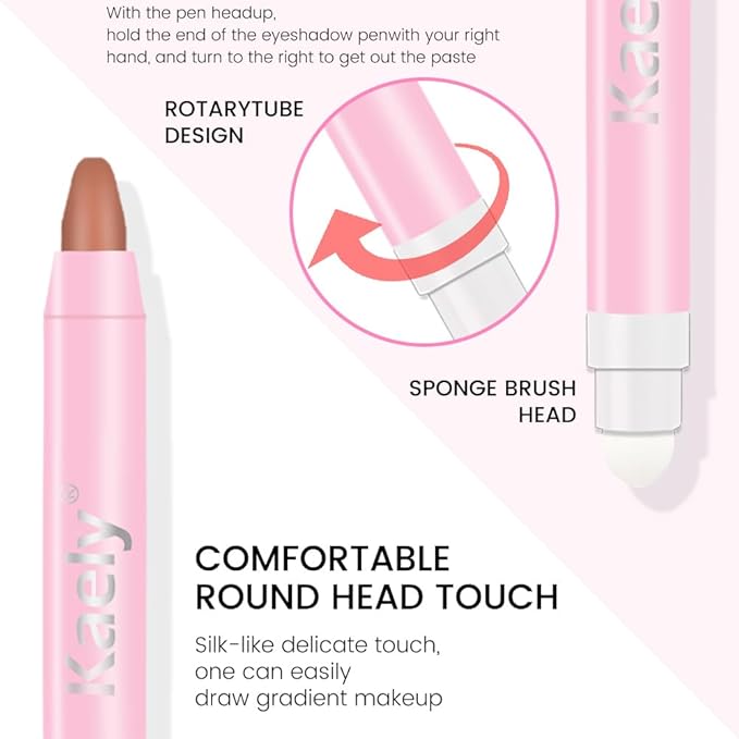 Kaely 2in1 Cream Eye Shadow Brightener Sticks for Eyes, Pencil Eyeshadow Applicator Stick Waterproof Pigmented, Eye Shadow Palette Highlighter Makeup, sombras para ojos, 30 Caramel Matte