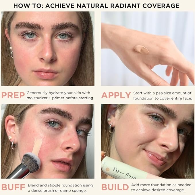 HALEYS Re-form Luminous Skin Foundation, VEGAN + CRUELTY-FREE, Blurs, Conceals, Blendable, Buildable Med-to-Full Coverage, Weightless, Oil-free, All-Day Wear, Hyaluronic Acid, All skin types (4.3)