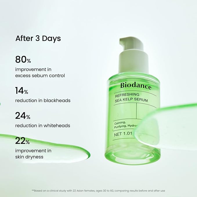 BIODANCE Refreshing Sea Kelp Serum, Oil & Sebum Control, Calming Serum for Oily & Combination Skin, Korean Skincare | 1.01 fl.oz x 1 ea