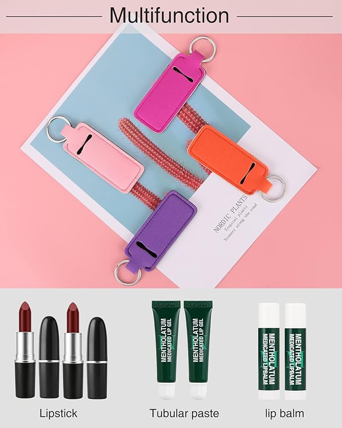 Chapstick Holder Lip Balm Sleeve Pouch Chapstick Holder With Clip Lipstick Lip Gloss Holder Stocking Stuffers Gift for Women (7pcs)