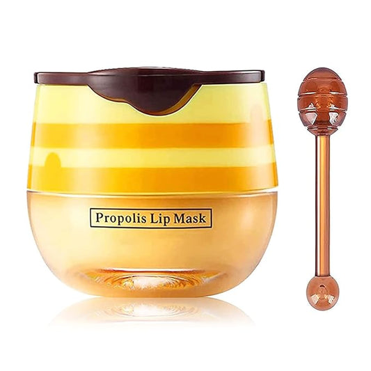 Honey Lip Balm Pot, Propolis Lip Mask, Strawberry Hydrating Propolis Lip Sleeping Mask, Prevent Dry&Cracked, Lip Repair Nourishes the Lip Skin (Honey)