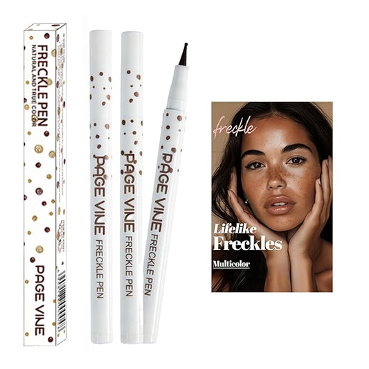 2 Pack Freckle Pen,Liquid Face Fake Freckles Makeup Pen to Create Natural Freckle Makeup and Freck beauty,Fake Freckles Waterproof for Lifelike Sunkissed Makeup,Mole Pen (01Light+02Medium)