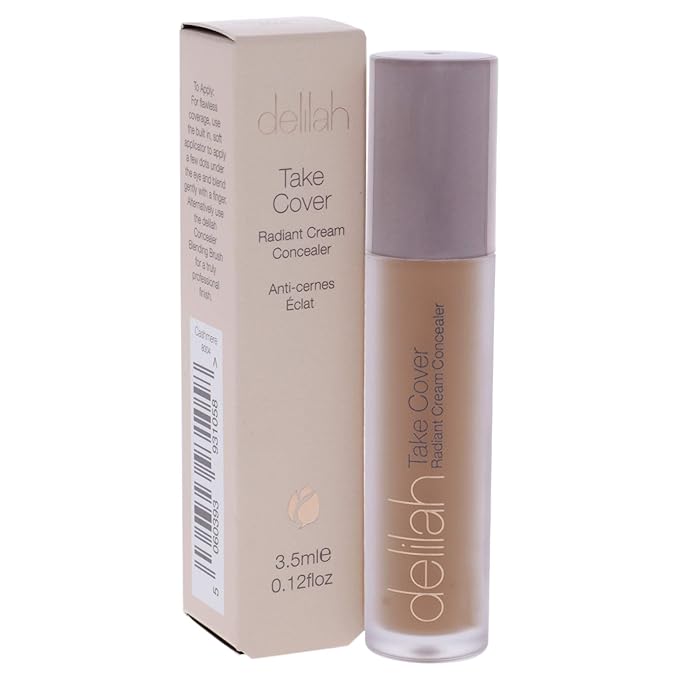 delilah - Take Cover Radiant Cream Concealer - Chashmere - Blendable, Hydrating, Long-Lasting, Light Reflecting, Imperfections Corrector - Enriched with Vitamin E - Medium to Full Coverage - 0.12 Oz