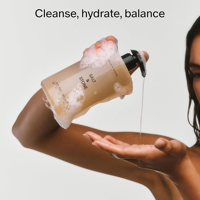 Salt & Stone Body Wash with Antioxidants for Deep Moisture | For Women & Men, Sulfate, Paraben, & Dye Free, Leaving Skin Soft and Hydrated | Bergamot & Hinoki 15.2 fl oz