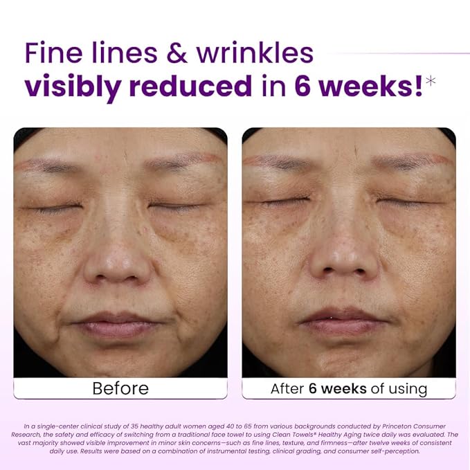 Clean Skin Club Clean Towels XL Healthy Aging™, Smooths Fine Lines Wrinkles & Texture In 6 Weeks, Treated for Extra Softness, Disposable Face Towels, Anti Aging Makeup Remover Dry Wipe (50 Ct, 1 Pack)