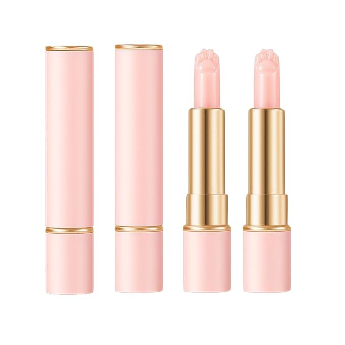 2PCS Thermochromic Lip Balm,Cat Paw Shaped Color Changing Lip Balm, Mini Cute Moisturizing Lip Balm, Long Lasting Lip Balm for Dry Lips Temperature Change Fruit Jelly Lipstick for Female Student