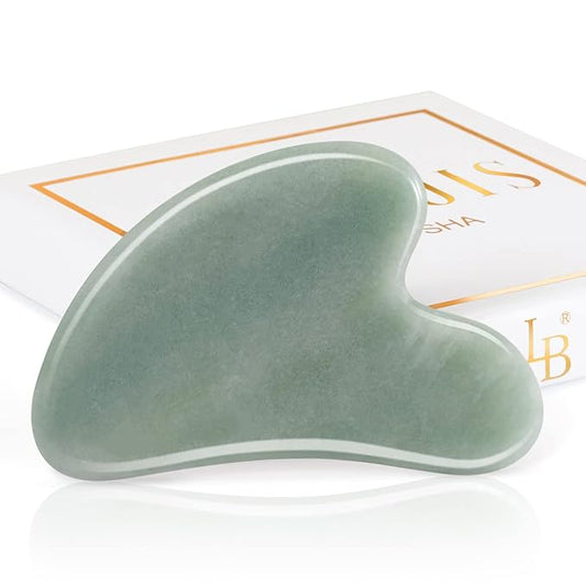 Gua Sha Guasha Facial Tools - Guasha Tool for Face Gua Sha Jade Stone Larbois Gua Sha Scraping Massage Tool for Face and Body SPA Acupuncture Therapy Relieve Muscle Tension Reduce Puffiness (Green)