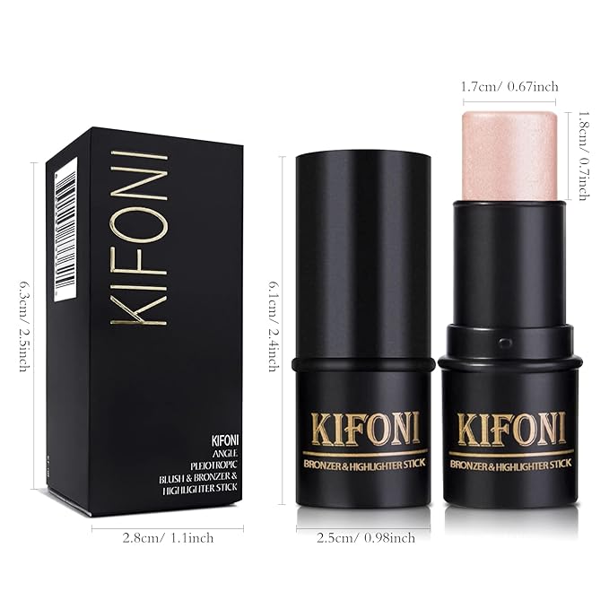 2 Pcs Cream Contour Stick Makeup Kit, Cream Highlighter Stick & Contour Bronzer Stick for Cheeks, Lightweight Blendable Smooth -Highlighter & Bronzer (#04 Light Rose Gold #07 Coffee)