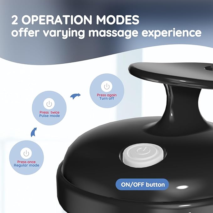 Electric Handheld Hair Massager, Cordless Hair Scalp Massager Portable Head Scratching Massager with 2 Modes Vibration Comb for Hair Growth, Deep Cleansing and Stress Relaxation