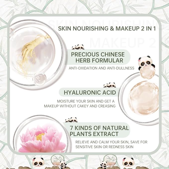 CATKIN Panda Land Full Coverage Cushion Fondation, Breathable Hydrating Nourishing Poreless Face Makeup Save for Sensitive Skin,Sheer Finish (C03 Medium Beige)