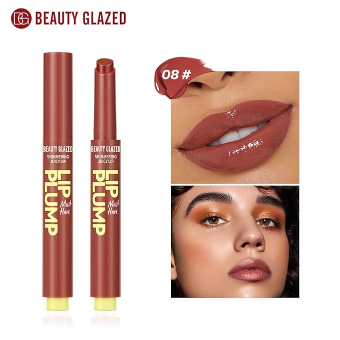 MAEPEOR Hydrating Lip Plumper 12 Colors Moisturizing Shiny Juicy Lip Balm Long Lasting Nourishing Lip Pluming Balm（Color 08)