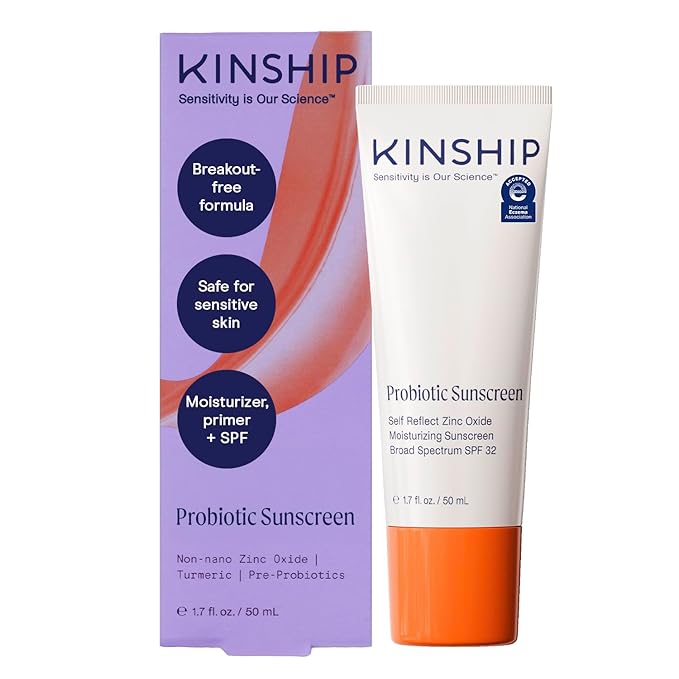 Kinship Zinc Oxide Mineral Sunscreen for Face Self Reflect SPF 32 | Vegan, Reef Safe, Non Toxic Eczema Sunscreen for Sensitive Skin | Sunblock Face Moisturizer with SPF (1.75 oz)