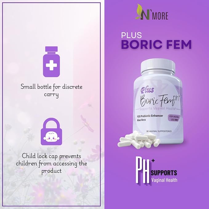 Boric Acid Vaginal Suppositories Plus Aloe Vera & FOS Probiotic Enhancer 800mg/, 30 Count All Natural Made in USA