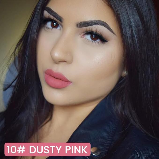 evpct Longwear Liquid Lip Liner Stain Marker Pen Long Lasting Waterproof, Dusty Pink Matte Semi Permanent 24 Hour Lip Liner and Lipstick Combo, Korean Color Stay Lipliner All Day, Lips Stain peel off