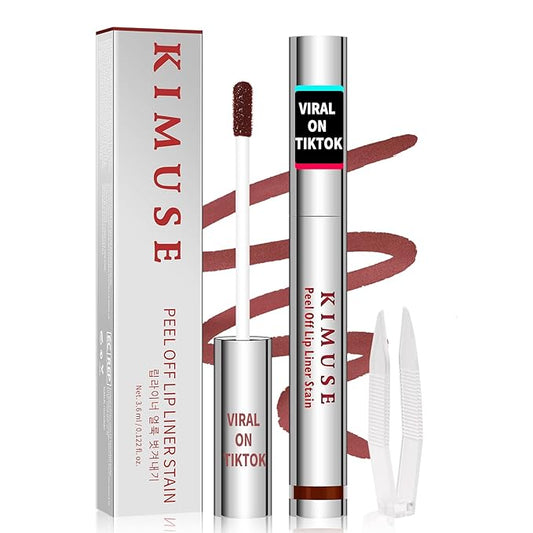 KIMUSE Peel Off Lip Stain, Long Lasting Lip Stain Peel Off with Tweezer, Waterproof Lip Liner Stain, Transfer-Proof, Highly Pigmented Color, Matte Finish